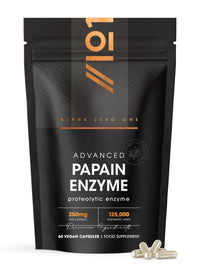 ALPHA01 Papain Enzyme 125,000 Enzymatic Units – High Strength Proteolytic Enzyme Supplement – 90 Vegan Capsules- Resealable and Recyclable Pouch by Alpha01