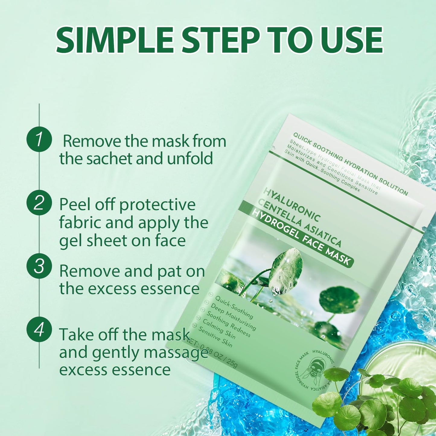 IREV Pack of 10 Centella Asiatica Calming Mask, Soothing Facial Masks with Aloe for Sensitive Skin, Daily Care Mositurizing Face Masks Skincare, Hyaluronic Acid Hydrating Sheet Face Mask Beauty Care