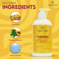 ORGANIC EXTRACT Turmeric Body Lotion - 16 fl oz / 473 ml - Deep Moisturizing, Hydrating Body Moisturizer Cream - Helps Relieve Dry Skin with Long-Lasting Moisture - With Turmeric, Papaya Extract
