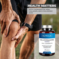 Glucosamine and Chondroitin High Strength Complex - MSM, Collagen, Hyaluronic Acid and Boswellia - Maintain Normal Bones - Glucosamine Sulphate 1500 mg - 120 Tablets NUTRALIE