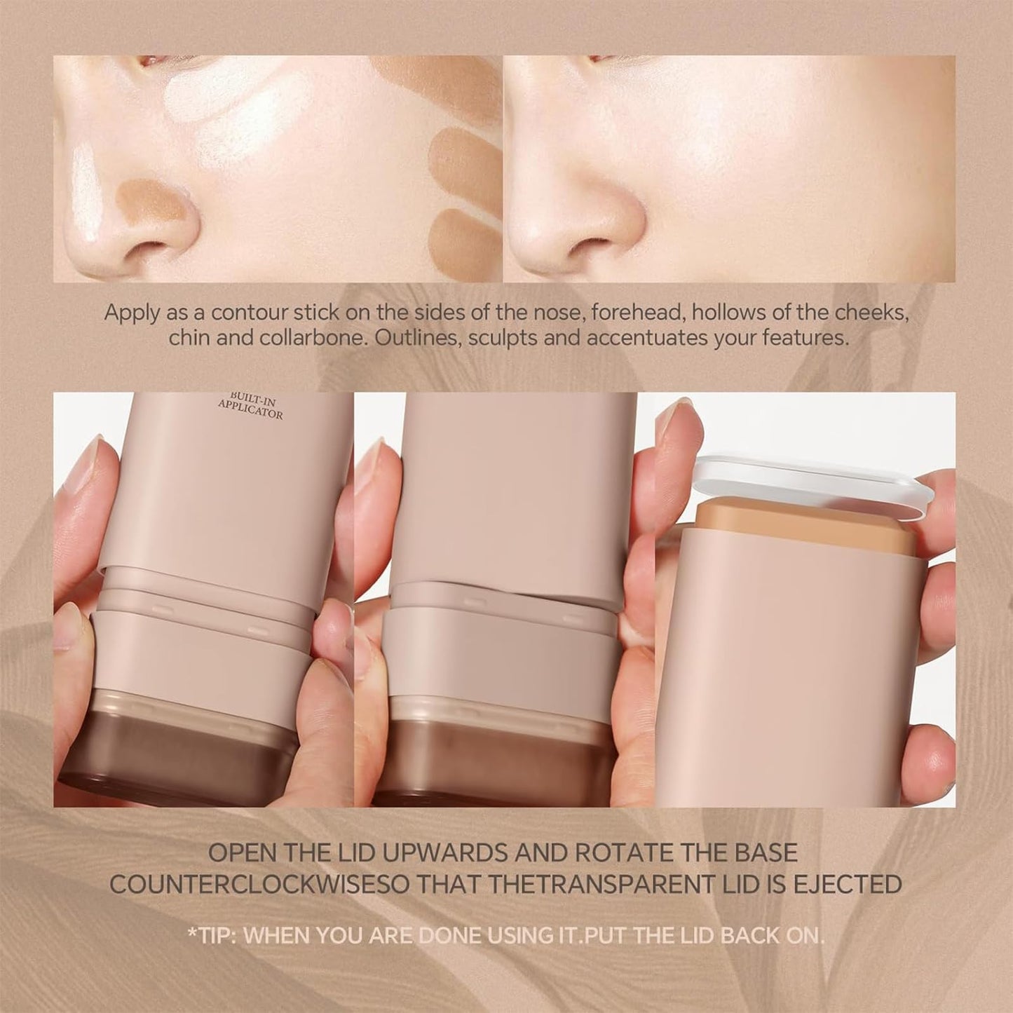 Shefave Makeup Foundation Stick, Multi-Use Full Coverage Foundation & Concealer Stick, Cream Foundation With Built-In Foundation Brush, Face Foundations For Mature Skin (Wheat, 04#)
