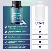 Hydrolysed Marine Collagen Peptides 2300mg - Enhanced with Hyaluronic Acid & Vitamin C - High Strength Collagen Supplements for Women and Men - 120 Capsules