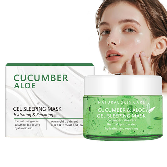 AuraAnge Overnight Face Mask with Cucumber & Aloe Vera, Tending & Hydrating Gel Mask for Moisturized Skin - Sleep Mask for Face, Aloe Vera Moisturizer Gel for Soft Skin