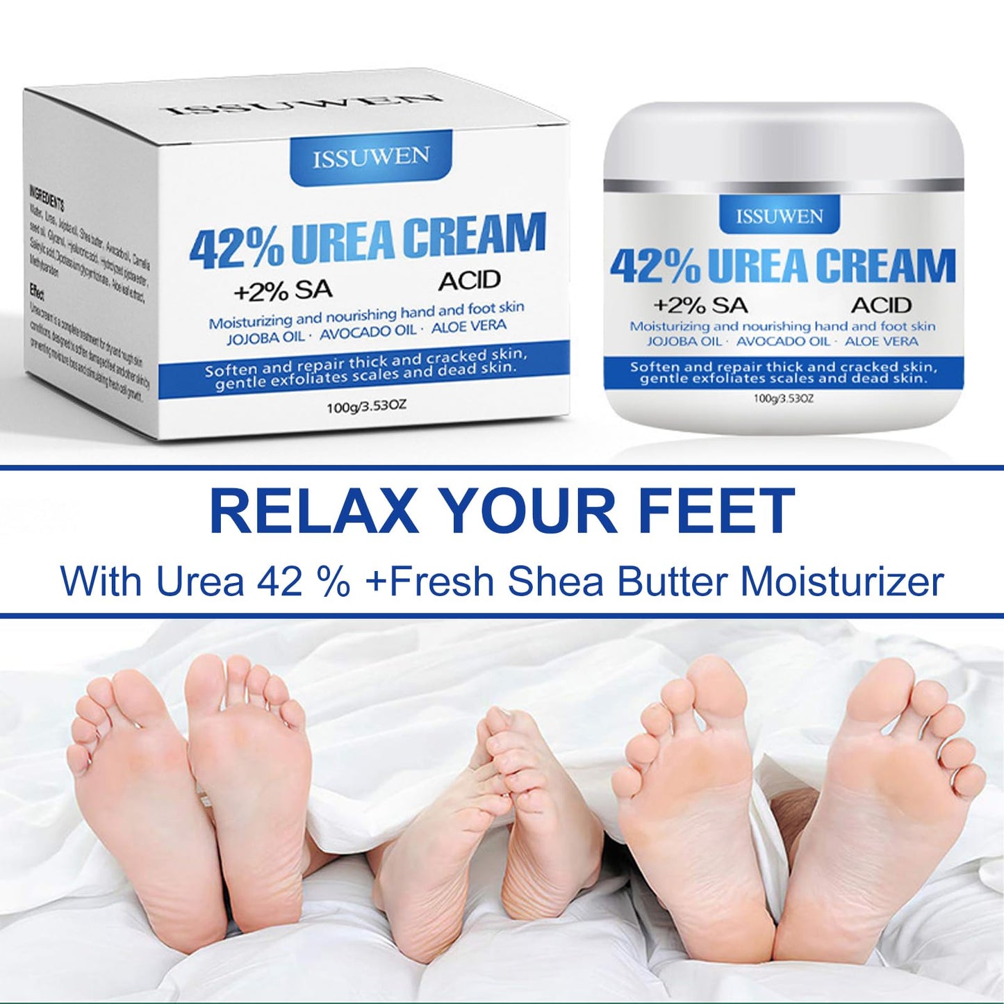 Shengqialun Urea 42% Foot Cream, Foot Cream for Cracked Heels and Dry Skin, Cracked Heel Repair Cream for Feet and Hand, Urea Cream for Hand,Foot and Body Care Deep Moisturizing Callus Remover