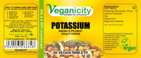 Veganicity Potassium 100mg : Bone & Joint Health Supplement : 90 Tablets, in a Planet-Friendly 99% Recycled Pot