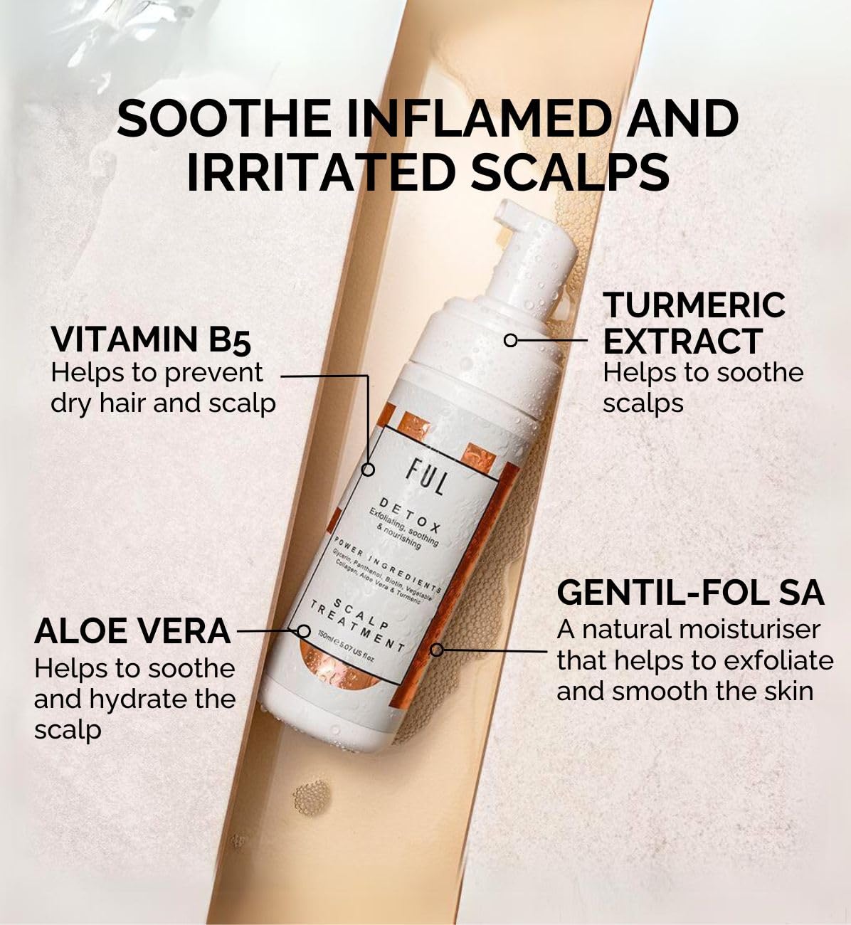 FUL Detox Scalp Treatment, 150ml, with Turmeric and Aloe Vera, Soothing Formula