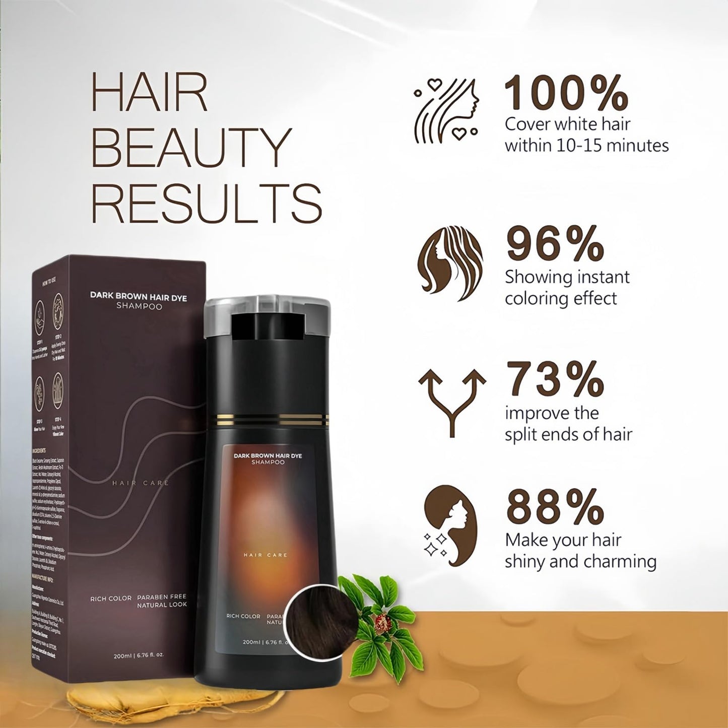 Xinyig Dark Brown Polar Hair Dye Shampoo,Colour Shampoo to Cover Grey Hair,Hair Care Instant Dye Shampoo,Long Lasting Hair Color Shampoo for Grey Hair,Hair Color for Women,Anti Grey Shampoo(Dark Brown)