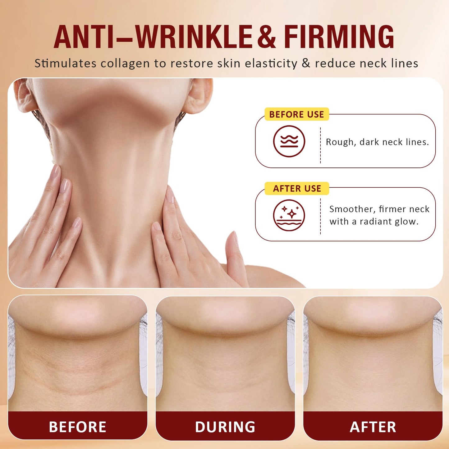 Generic AH-8 Neck Firming Cream, Roller Firming Neck Cream for Sagging & Tighten, Reduces Wrinkles, Improves Elasticity, Moisturizing Skin, Cosmetic Skin Care Repair