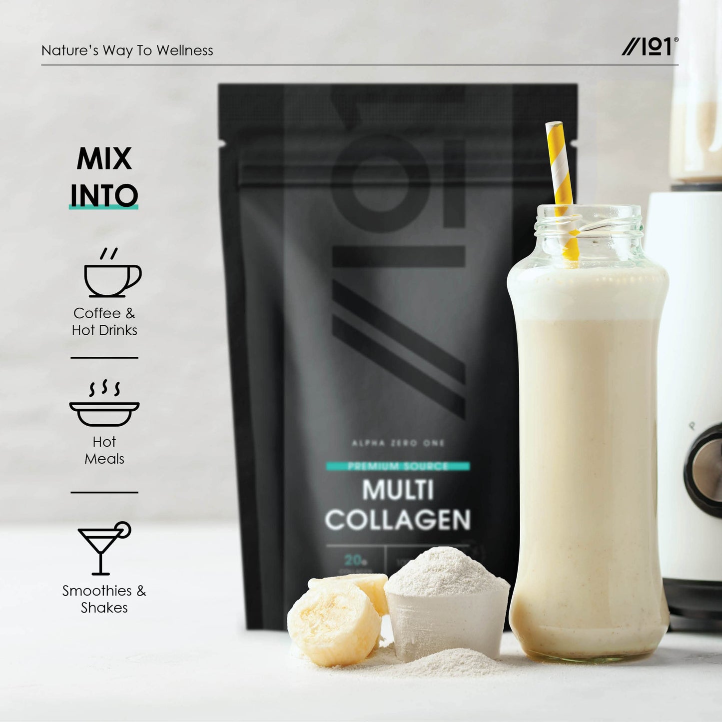 Multi Collagen Protein Powder (100g) - Types I, II, III, V & X - Hydrolyzed Grass Fed Bovine, Wild Caught Fish, & Free-Range Chicken & Eggshell Collagen. Non-GMO, Halal.