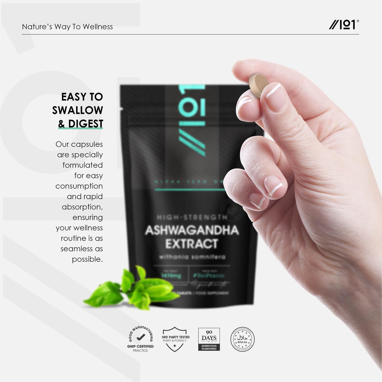 ALPHA01 Ashwagandha Extract 1474mg with BioPerine® - 365 Vegan Tablets (1 Year Supply) - Potent 3% Withanoids - High Strength Ashwagandha Root Extract (not Ashwagandha Capsules)