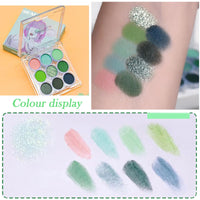 GEEWHILE Green Eyeshadow Palette, Cyan Dark Green Eye Shadows Palette For Women Long Lasting Waterproof Shimmer Matte Eyeshadow Make-Up Palettes Highly Pigmented Blendable Cyan Forest Green Eyeshadow Pallet