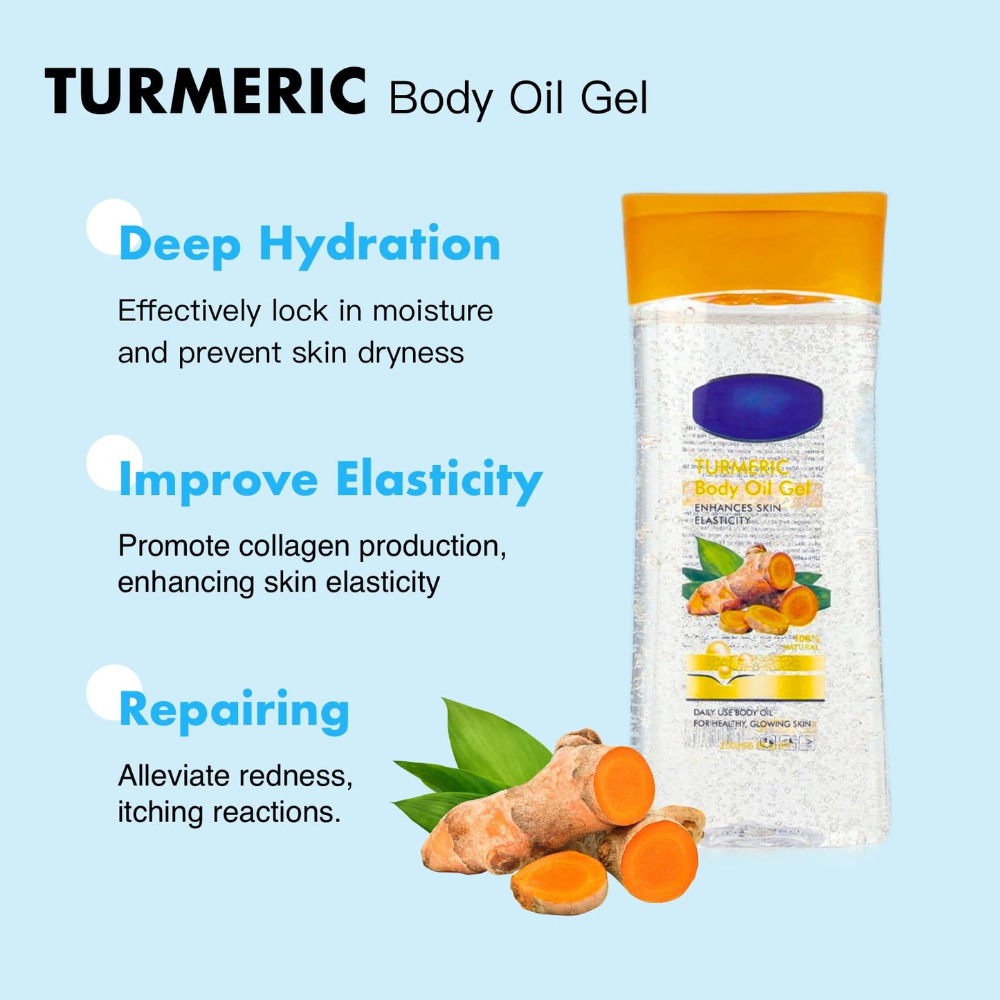 CTUBLIAUNX Essential Oils for Skin - Turmeric Body Oil - Turmeric Oil for Acne, Dark Spots and Smooth Skin, Pure Extracts Massage Oil, Deeply Hydrating and Easily Absorbed Moisturiser
