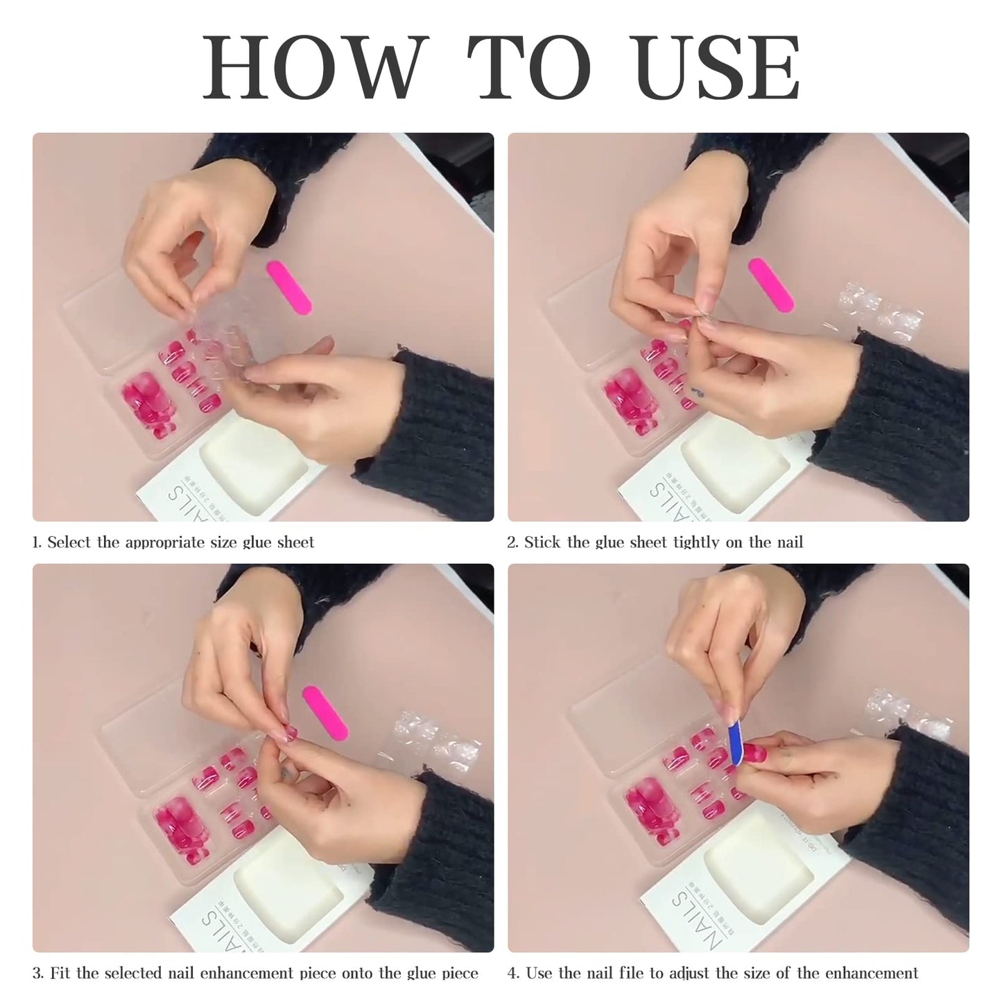 TMUT 24pcs Short Coffin False Nails Pink White Ombre Press on Nails Glitter Pink Stick on Nail with Flower Design Removable Glue-on Acrylic Full Cover Fake Nail Tips Women Spring Summer Accessories