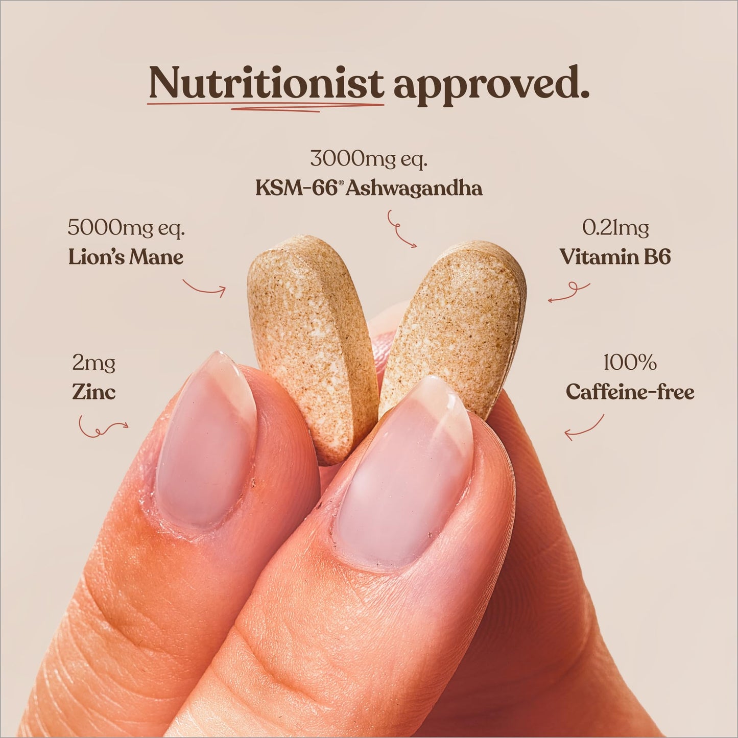 Ashwagandha KSM-66® + Lion’s Mane Complex | 5000mg Lion’s Mane + 2500mg Ashwagandha High Strength | Added + Zinc + Vitamin B6 | Cognitive & Mood Support | Vegan Tablets | Free Soul