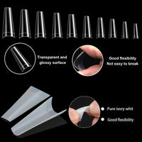 1000pcs French Coffin Ballerina Nail Tips Acrylic Nails Artificial Half False Flake Nail Tips 10 sizes with Clear Plastic Cases for Nail Salon Nail Shop DIY Nail Art (Clear+Natural)