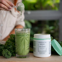 JSHealth Super Greens Powder - Greens & Collagen Powder - Superfood Powder with Marine Collagen Peptides, Vitamins & Veggies, 30 Servings