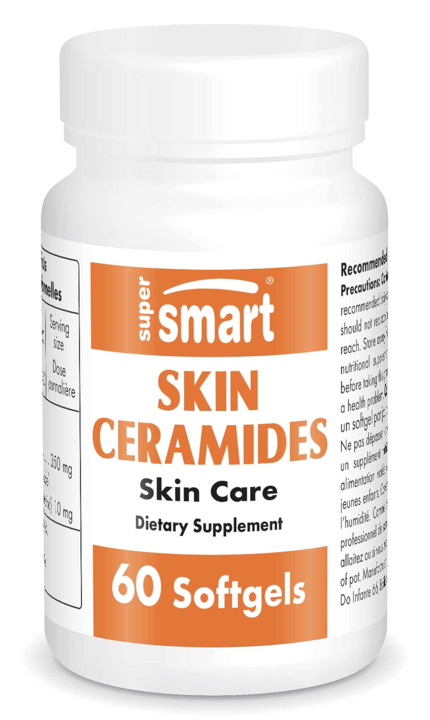 SUPERSMART Supersmart - Skin Ceramides - with Zinc - Powerful Skin Hydration, Protection & Care Supplement | Non-GMO & Gluten Free & Gluten Free - 60 Softgels