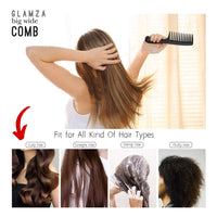 Glamza Wide Tooth Comb GLAMZA Jumbo Wide Detangling Comb - Perfect Afro Comb for Long, Wet or Curly Hair - HUGE 24.5cm Long (Black)