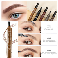 HAORQEE Eyebrow Pencil Eyebrow Pen, Tattoo Waterproof Microblading Brow Pencil Smudge-Proof Long Lasting Brow Pen with 4-Fork-Shaped Tip Natural Eye Brow Makeup for Women (Light Brown)