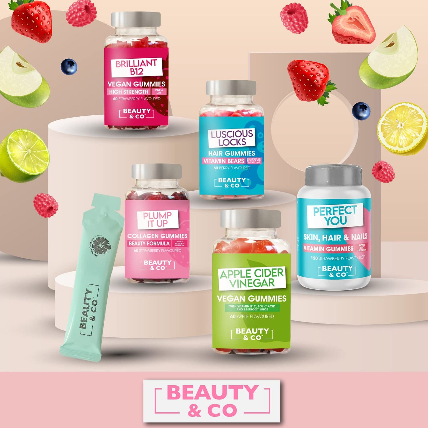 Perfect You Skin, Hair and Nails Gummies - with Biotin, Zinc & Selenium - Strawberry Flavoured Gummies (120 Count)