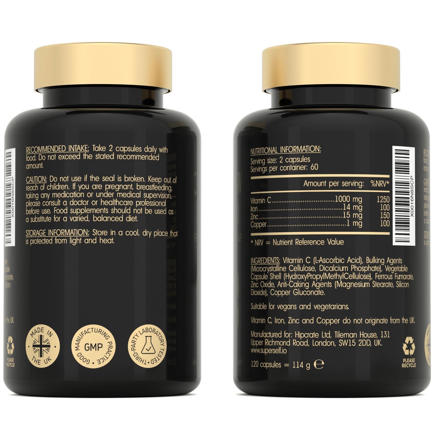 Vitamin C and Zinc Tablets - 1000mg VIT C Enhanced with Zinc, Iron, Copper High Strength - 120 Easy to Swallow Capsules - Vegan Immune System Complex Vitamin C Supplement with Superior Absorption