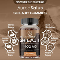 Shilajit Gummies 1400mg, Shilajit Supplement with Chaga and Ashwagandha, Original from Himalayan with Fulvic & Humic Acid and 85+ Minerals, for Energy, Immunity & Focus, Sugar-Free, 120 Gummies