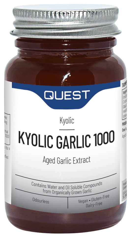 Quest Kyolic Garlic 60 Tablets - 1000mg High Strength Odourless Aged Garlic Extract For Heart, Liver & Immune Function. Daily Garlic Supplement, Improve Circulation, Liver Detox & Immunity (Pack of 2)