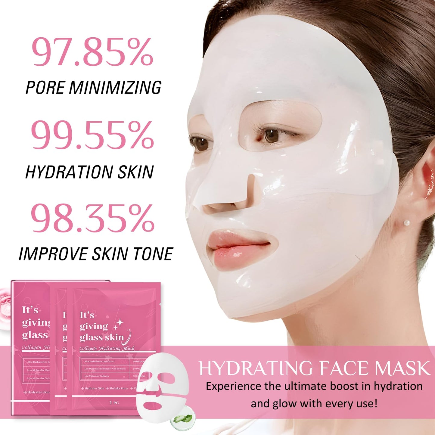 8pcs Glass Skin Mask, Anti Wrinkle Deep Collagen Mask, Skincare, Mothers Day Gifts Idea for mom, Korean Glass Skin Face Mask, Hydrating For Facial Care, Elasticity Improvement, Anti Aging
