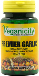Veganicity Premier Garlic 500mg Digestive Health Supplement - 60 Capsules