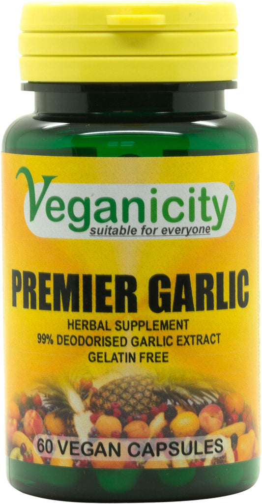 Veganicity Premier Garlic 500mg Digestive Health Supplement - 60 Capsules