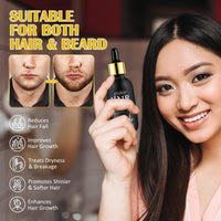 Hair Growth Serum with Biotin for Women, Beard & Hair Growth Oil for Loss Treatment, Hair Thinning, Natural Hair Growth Longer Fuller Healthier Hair, with 0.25mm Roller