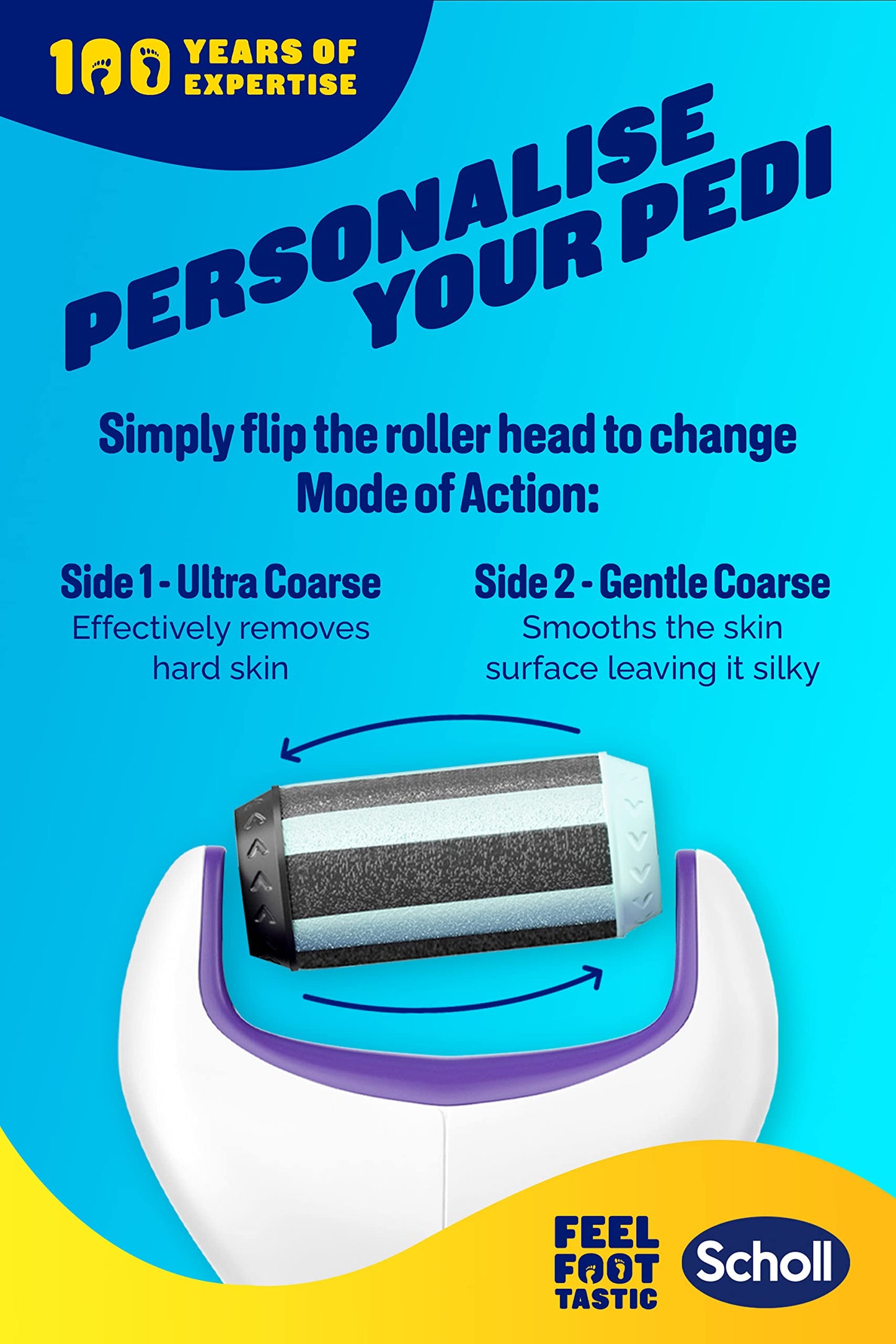 Scholl Velvet Smooth 2in1 File and Smooth Electric Foot File Pedi, for Hard Skin and Callus Removal