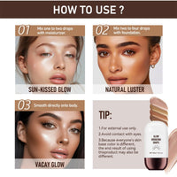 Cureluxe Glowing Liquid Bronzer - Bronzing Drops - Tan Face Drops -Liquid Bronzing Drop for Body - Tan Luxe Face Tanning Drop for Contour Makeup & Natural Glow - Luxe Champagne Shimmer 01