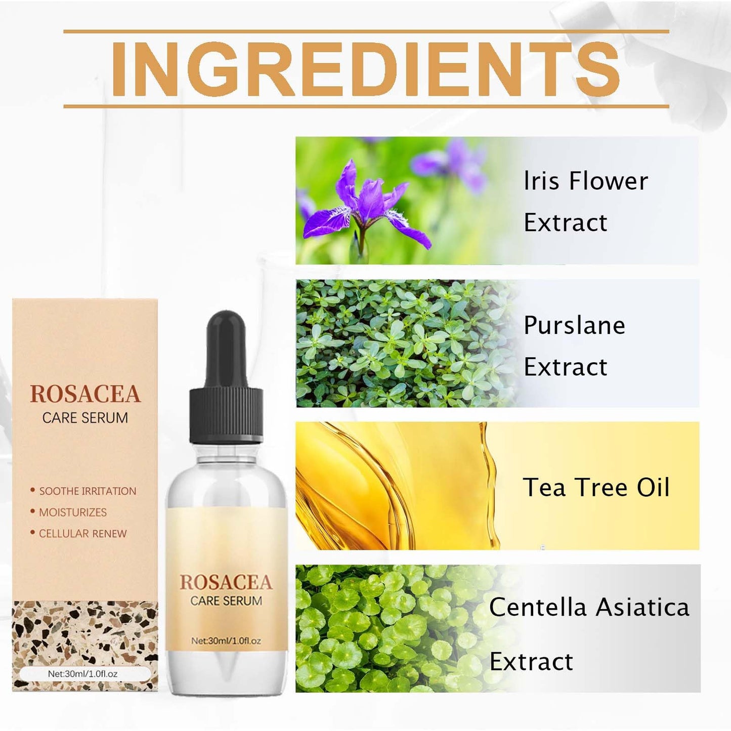 KKwoter Rosacea Face Serum Combo - Anti-Blushing & Anti-Aging with Tea Tree Oil. Moisturizes Sensitive Skin, slows down Zit & Blush Marks, Improves Elasticity. For Women & Men