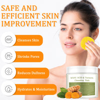 Ceboic Kojic Acid and Turmeric Pads, Turmeric Exfoliating Pads for Face, Turmeric and Kojic Acid Cleansing Pads Facial Sponges for Dark Spots, Acne Scars, Unclog Pores (50 Pads)