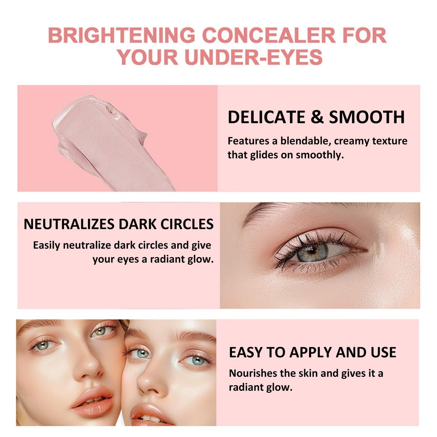 ChicNana Under Eye Brightener Concealer, Colour Corrector, Eye Concealer for Dark Circles, Eye Colour Corrector Instant-Anti Aging Eraser Korean Makeup