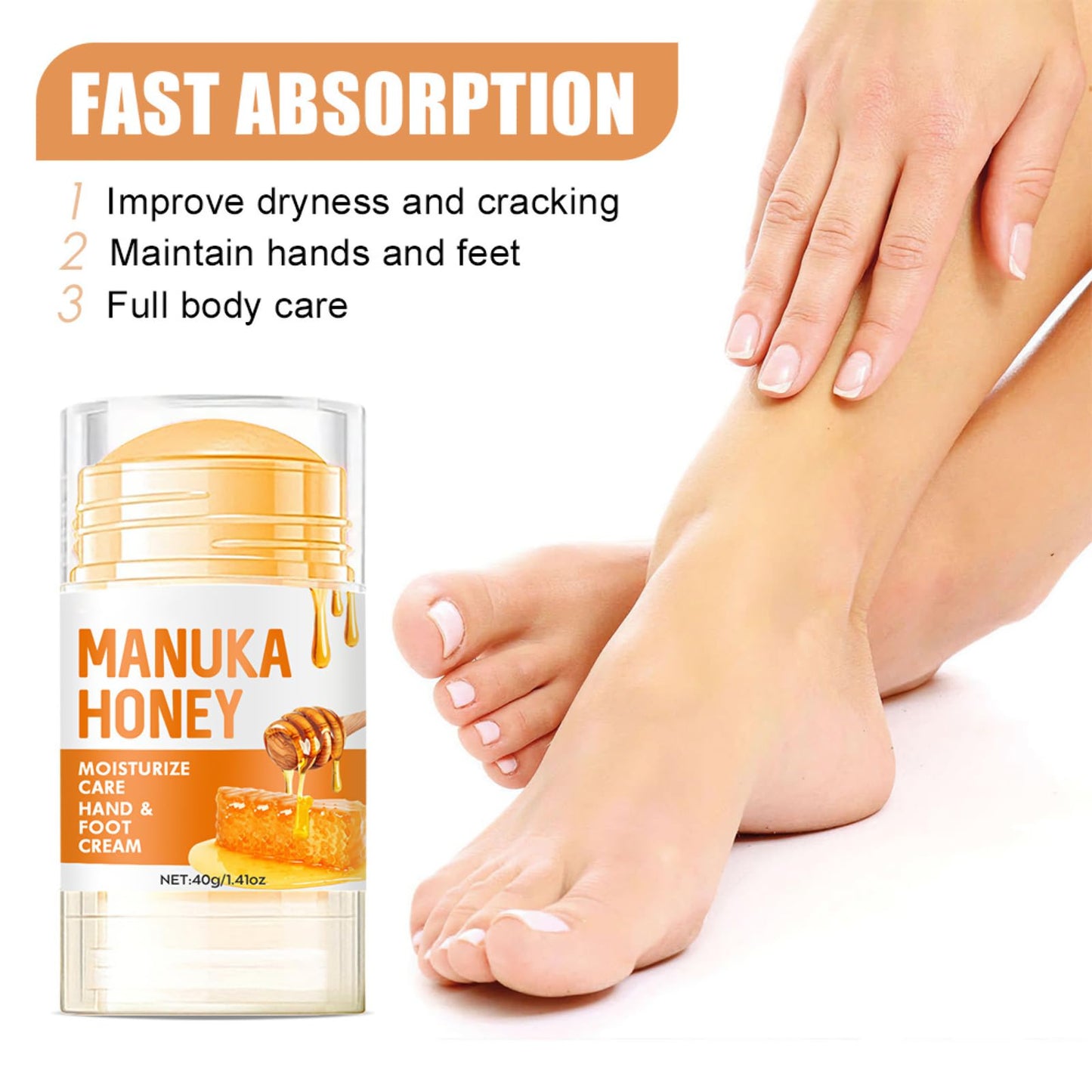 CTUBLIAUNX Cracked Heel Repair Cream with Manuka Honey – Foot Cream for Cracked Heels & Dry Skin, Fast-Absorbing Moisturizer for Rough, Peeling Feet
