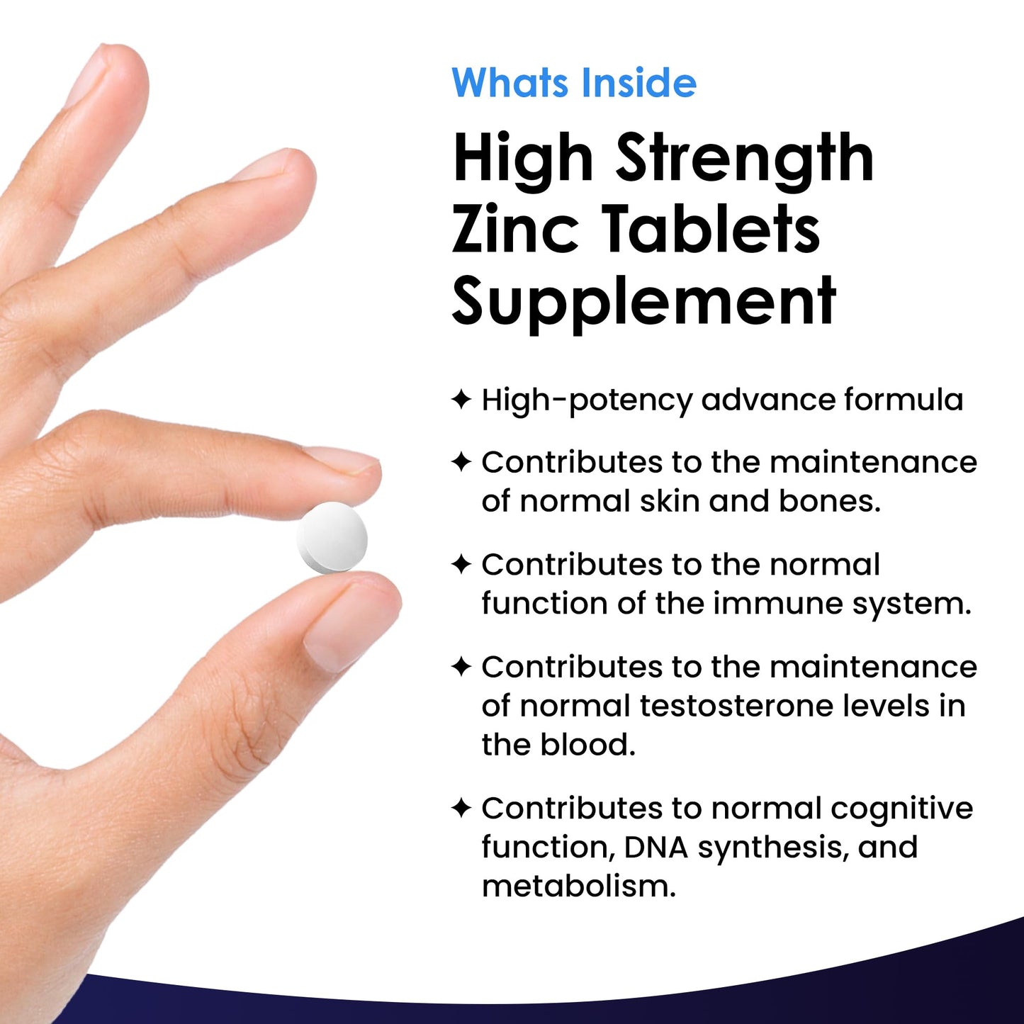 Zinc 50mg High Strength - 365 Zinc Tablets (6 Month Supply) High Strength Zinc Supplements Contributes Towards Immune Function and Maintenance of Healthy Bones, Vision, Hair, Nails and Skin - UK Made