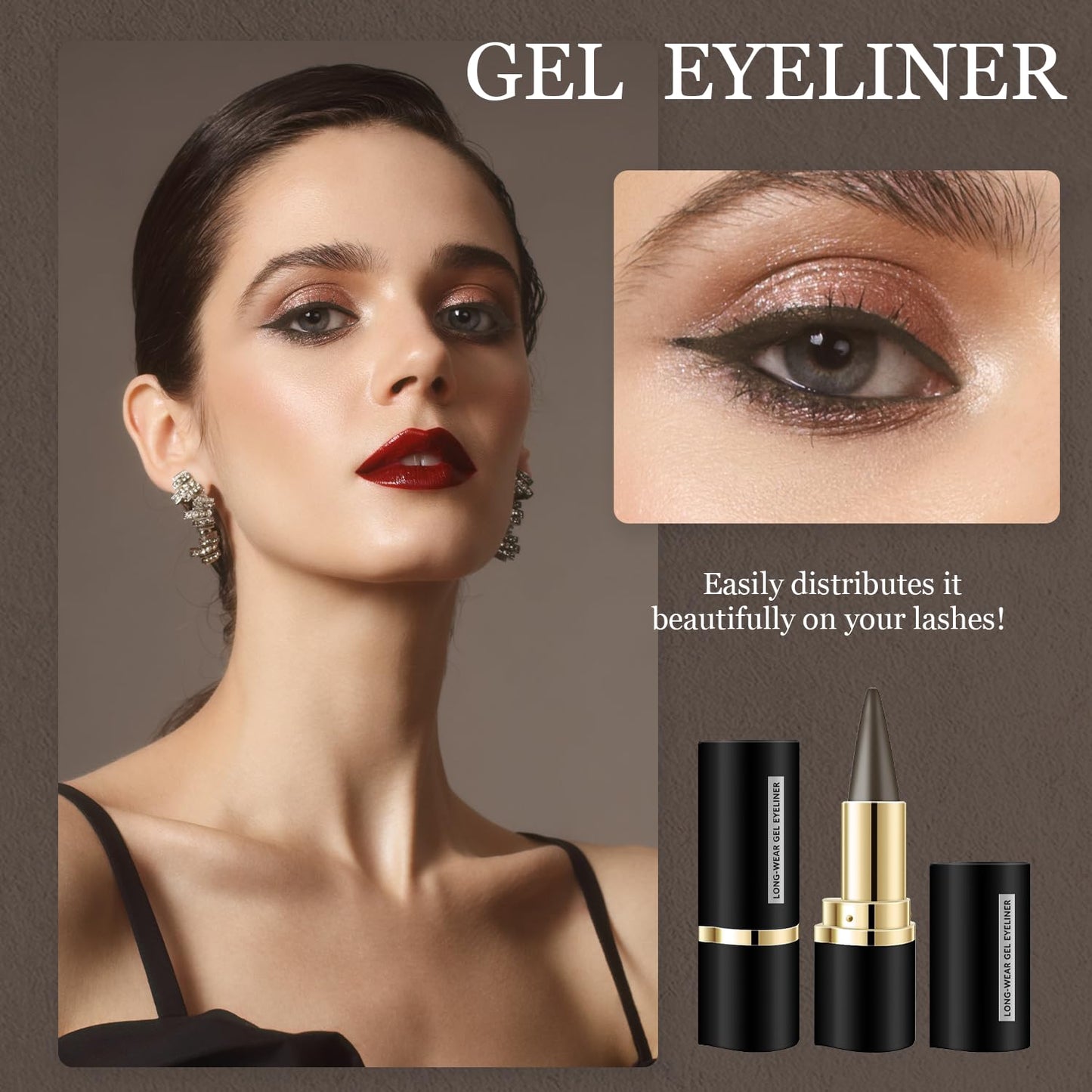 Generic Waterproof Brown Gel Eyeliner Cream for Bold Definition–Smudge Proof, Long-Lasting, Quick Drying Gel Eye Liner Pen for All-Day, Perfect for Everyday Looks, Work, Special Occasions Makeup