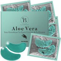 BLOOMORA Under Eye Gel Patches - Aloe Vera Under Eye Patches for Puffy Eyes & Dark Circles - Hyaluronic Acid + Collagen Gel Pads for Reducing Appearance of Puffiness & Hydration - 30 Pairs