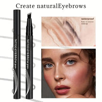 Ruojiar Tattoo Eyebrow Pen with 4 Fork Tip,Eyebrow Pencil,Natural 3D Eyebrow Hair Make Up Pen,Liquid Eyebrow Fork Tip Pen,Waterproof Brow Pen,Long-Lasting Smudgeproof Eyebrow Pen,Brow Pencil for Women(Black)