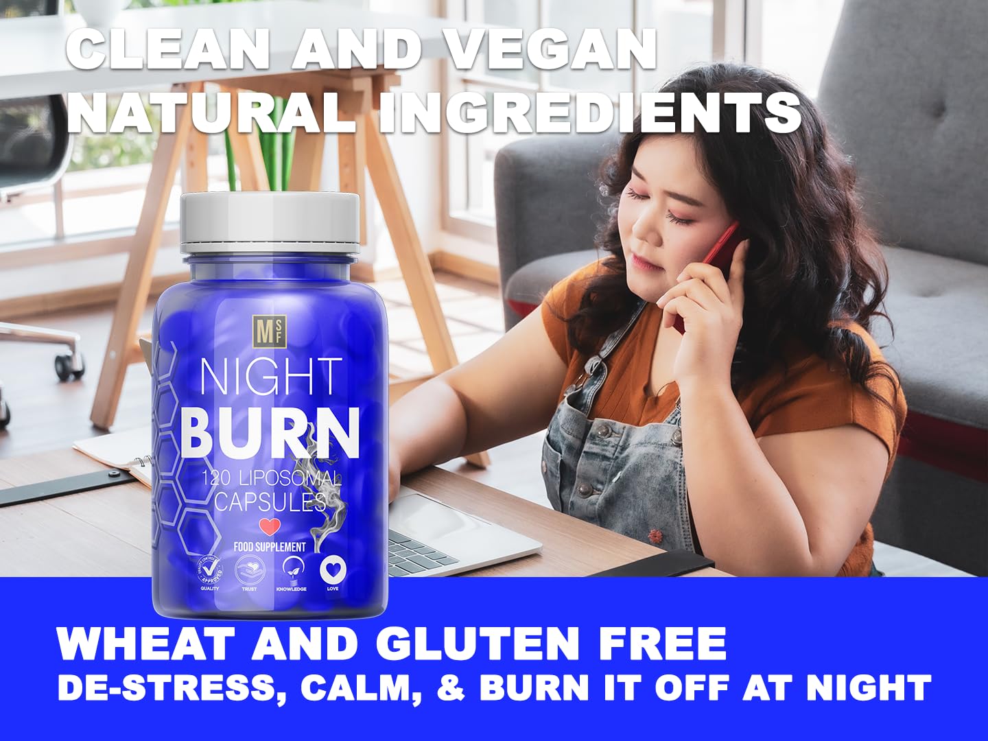 MetaSuperfoods Night Burn Liposomal 120 Capsules for Women and Men 60 Days Supply | Vegan | Size Management | 50% More Than Other Brands High Strength Supplement
