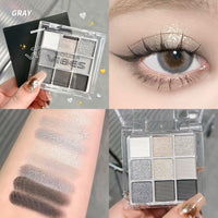 FANFALUV Black Smokey Eyeshadow Palette Makeup,9 Colors Black Silver Gray White Eye Shadow Pallets For Women,Long Lasting,Waterproof and Blendable,Make-up Palettes With Brushes-Halloween Goth Gifts(Smoky)