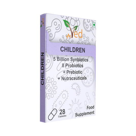 VED Children Complex Probiotics and Prebiotics Complex - 5 Billion CFU - 28 Probiotic Complex Capsules for Children - Lactobacillus helveticus, Rhamno. 28 Days Supply.