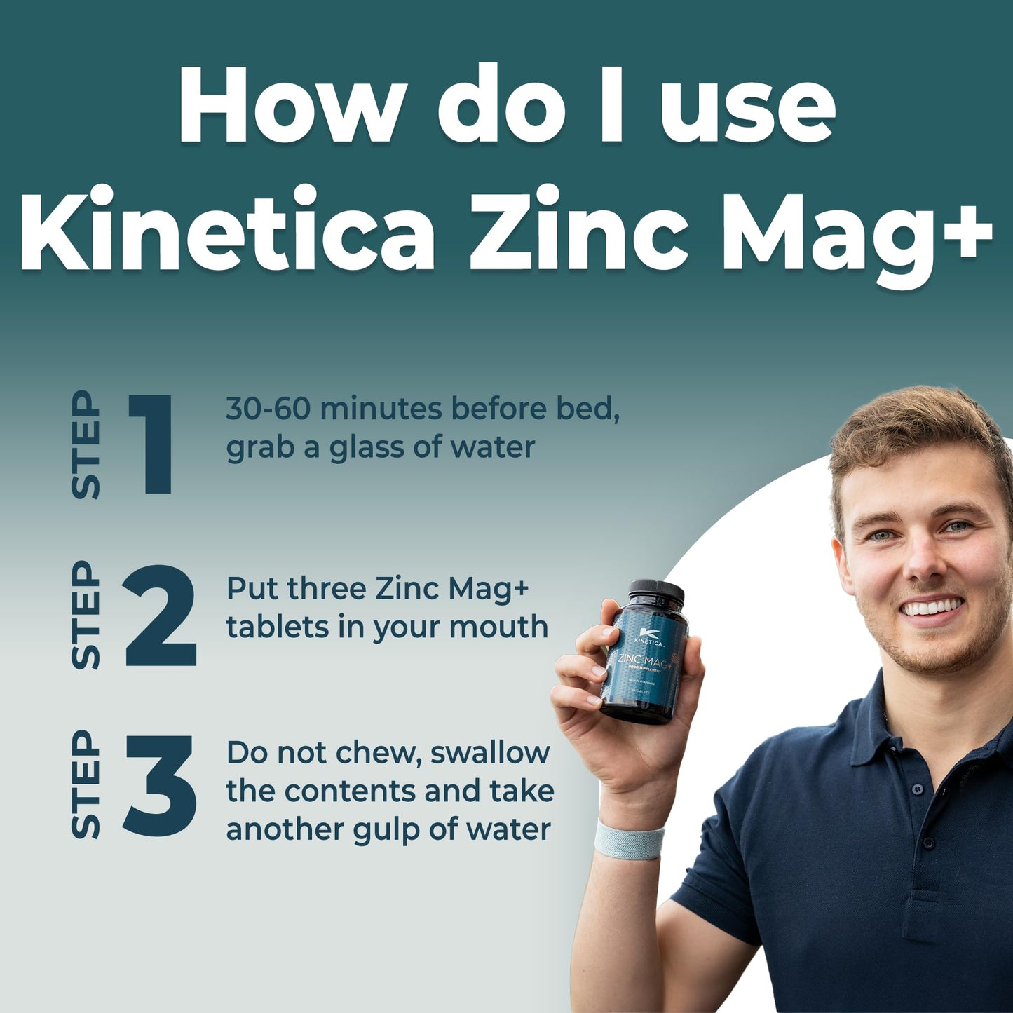 Kinetica Zinc Mag | 90 Capsules | 420 mg Magnesium | 16.5 mg Zinc | 193μg Selenium | 4.8mg B6 | 30 Servings | Sleep aid | Vegan & Vegetarian Friendly