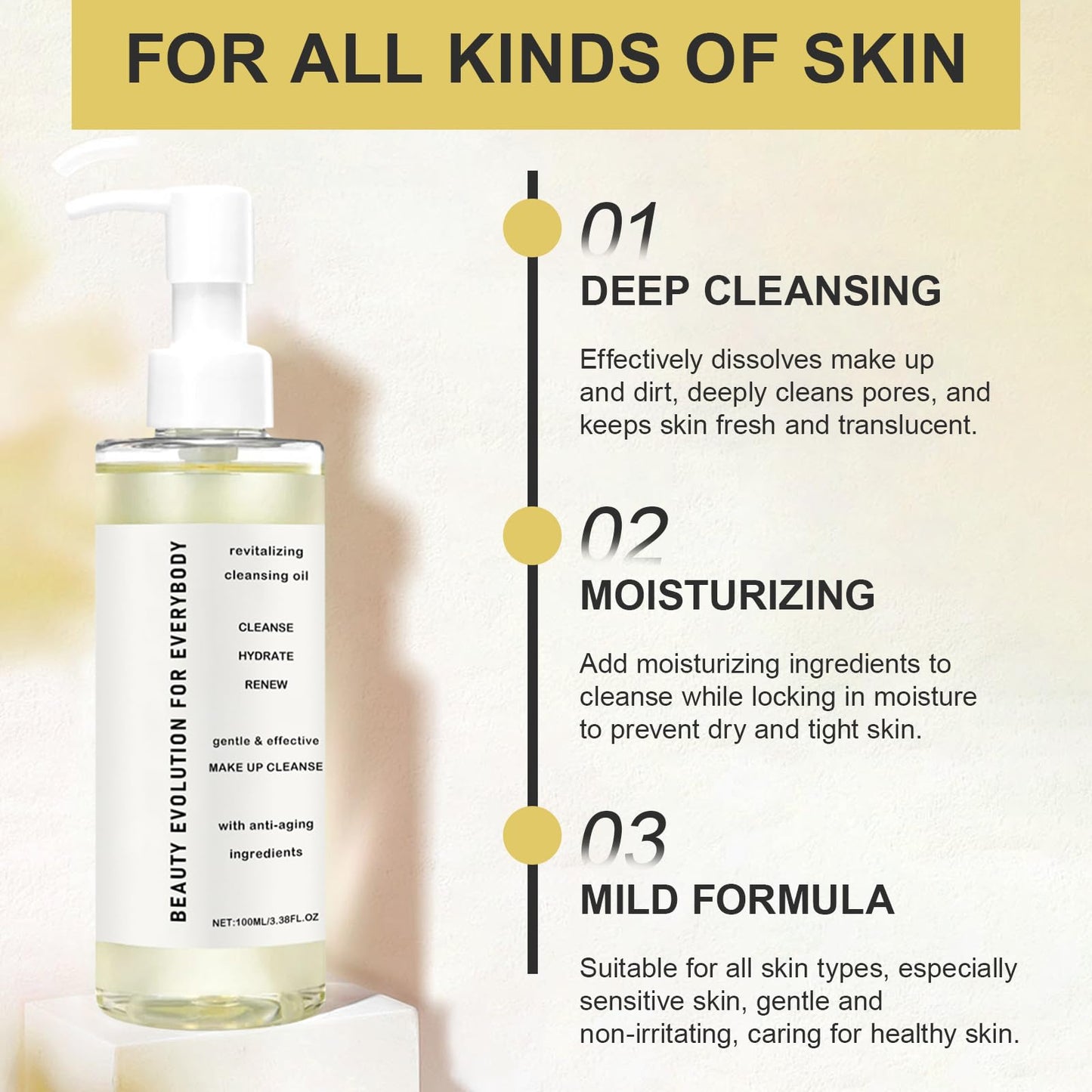 Benaewa Cleansing Oil, Pore Control Oil Cleanser, Moisturizing Refreshing for Daily Makeup Blackheads Removal