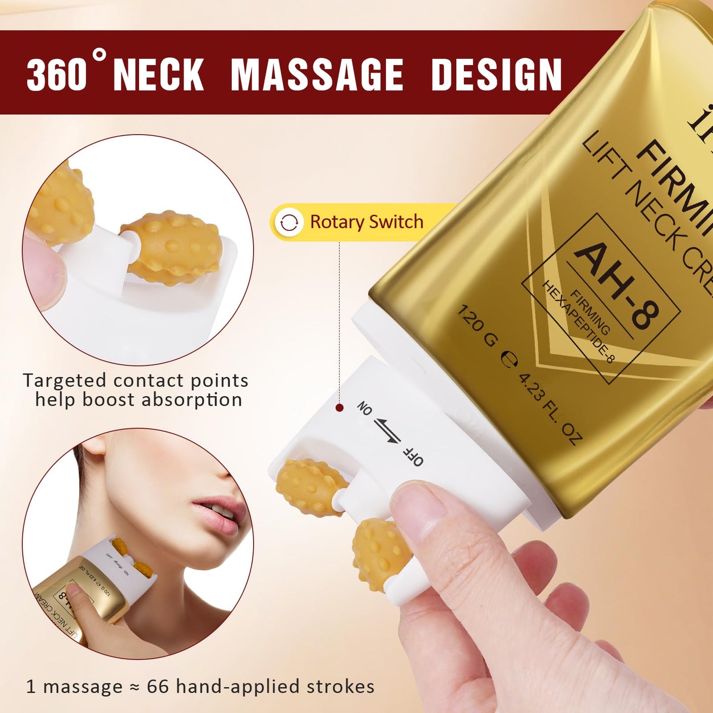 ZyranovaE Firming Neck Cream,Roller Neck Cream for Crepey Skin Body Care Comfort,Moisturizing Body Cream,Anti-Aging and Reduces the Fine Lines and Wrinkles 4.23oz