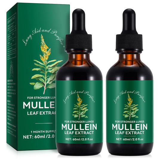 Tamiodfo Mullein Leaf Liquid Drops,Mullein Drops,Mullein Leaf Extract Drops,Mullein Herbal Supplements Drops for Fast Absorption 60ml(2pcs)