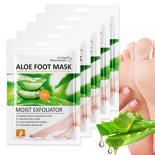 Neyeau 5 Pairs Foot Peel Mask for Hard Skin, Exfoliating Foot Peel Mask, Callus Remover, Aloe Deep Hydration, Nourishing, Repairing, for Daily Foot Care
