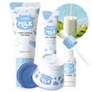 Milk Skin Care Sets & Kits For Teen Girls, 4PCS Skin Care Routine Set With Cleanser, Serum, Eye Cream, Cream For Women, Shrink Pores & Moisturizing, Face Skincare Kit Travel Size For Fine Lines, Acne.